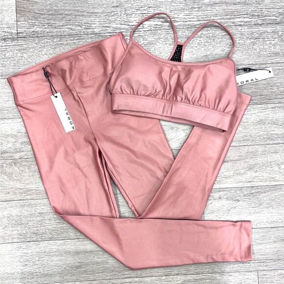 KORAL Infinity High Rise Bra Legging Set In Sand - Picture 2 of 6